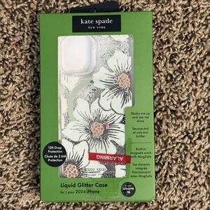 kate spade White and Silver Liquid Glitter iPhone Case16 pro